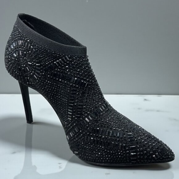 Thalia Sodi Karmen Black Rhinestone Covered Fly-Knit Women's Booties Size 10M - Picture 6 of 11
